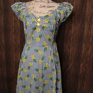 EUC Collectif 🍍 pineapple gingham Dolores dress ~ Rare